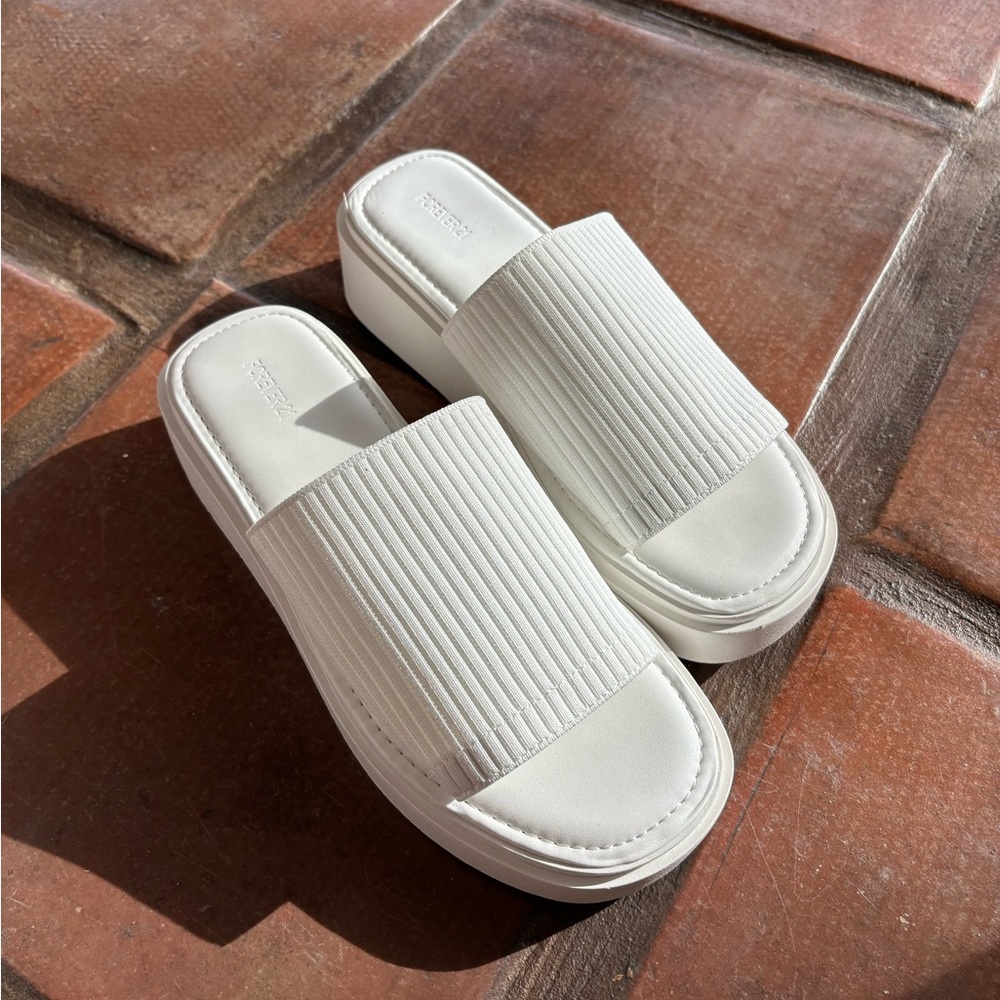 Forever21 Pim Knit Platform Sandal in White